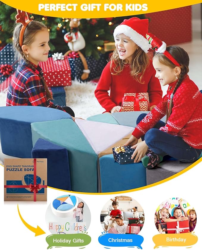 Kids Play Couch, 2-in-1 Egg-Shape Kid Plays Sofa - Image 9