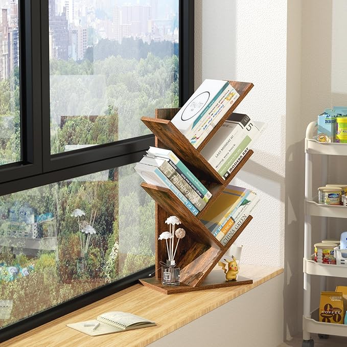 5 Tier Tree Book Shelf, Small Desktop Bookshelf - Image 5