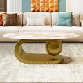 Merax 47.2" Modern Oval Coffee Table, Marble Pattern Sintered Stone Coffee by Merax