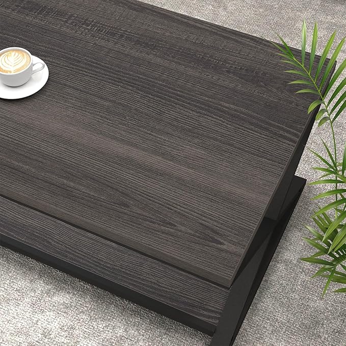 HSH Gray Coffee Table for Living Room, Minimalist Rectangle Center Table - Image 5