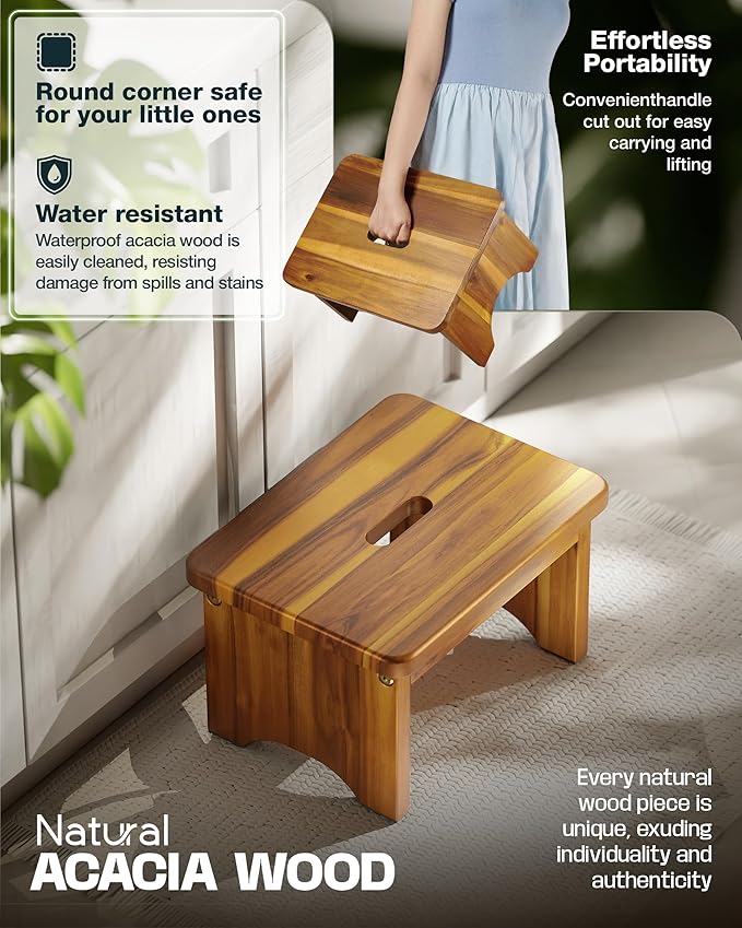 Wooden Step Stool, Wooden Beside Step - Image 2
