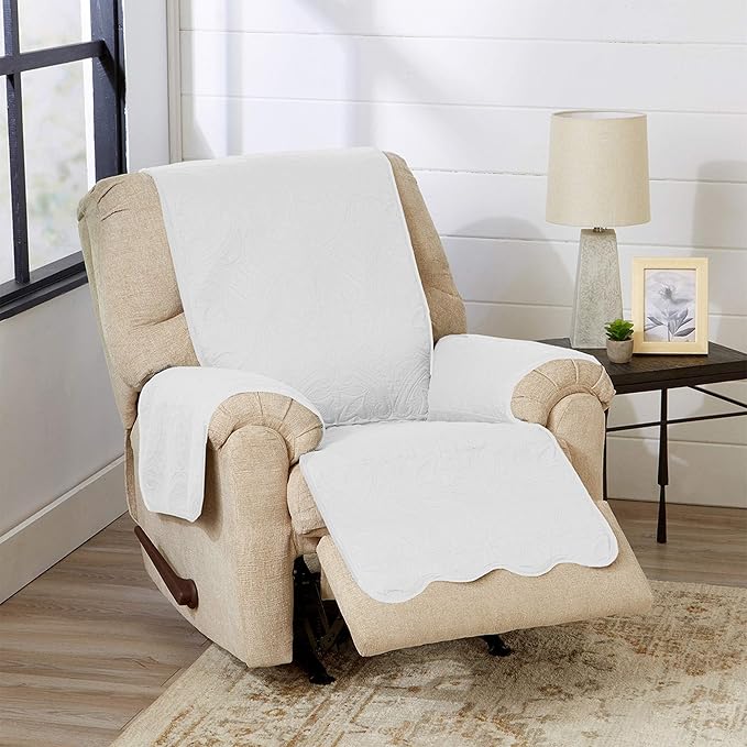 Great Bay Home Medallion Stitched Solid Furniture Protector Stain Resistant by GreatBayHome