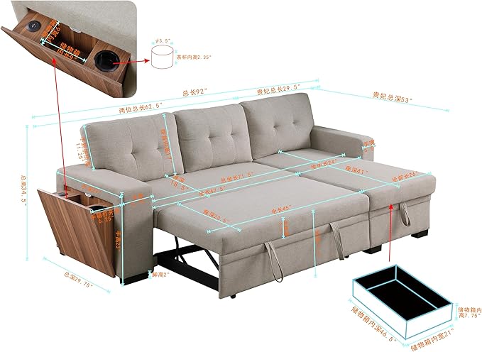 Devion Furniture Garisa 4-in-1 Convertible L Shaped Couch - Image 2