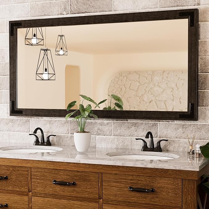 TETOTE 48 x 24 Black Wood Framed Mirror by TETOTE