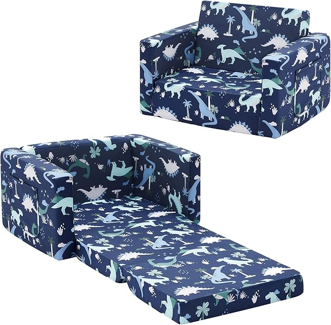 Ulax furniture Kids Sofa Chair for Reading, 2-in-1 Sofa Toddler Fold Out Couch by UlaxFurniture