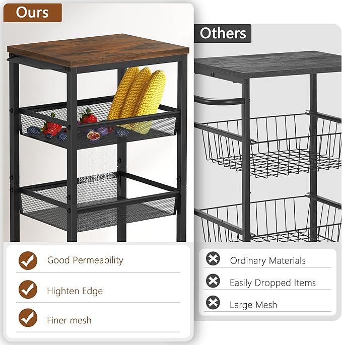 Hoctieon Rolling Storage Cart, 4-Tier Wide Panel Kitchen Storage Cart, Utility - Image 7