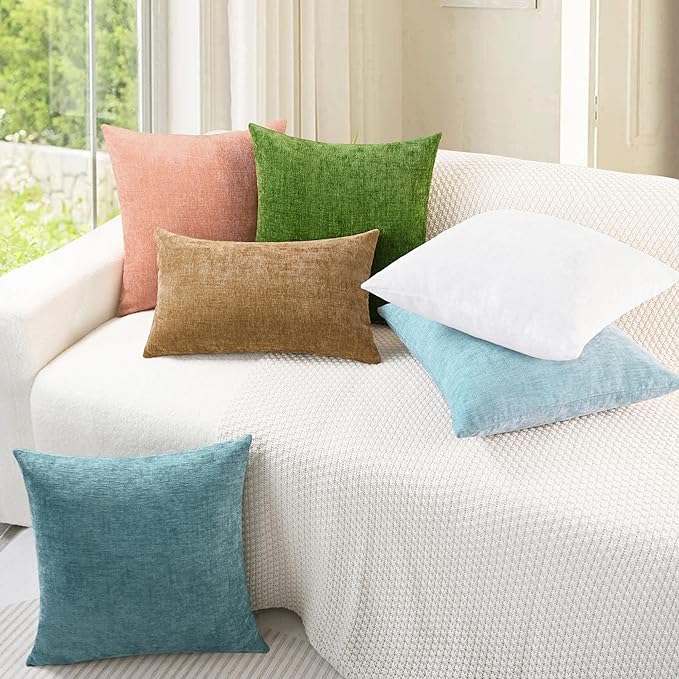 CaliTime Throw Pillow Covers Decorative 20 X 20 Inches Pack of 2 Cozy Chenille - Image 4