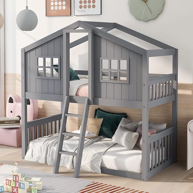 Ball & Cast Twin Over Twin Size House Bunk by BallCast