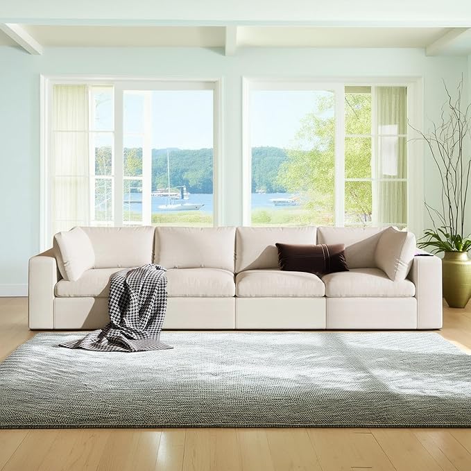 133.9 Inch Modular Convertible Sectional Sofa by Unknown