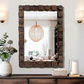 28x20 Inch Handcrafted Solid Wood Square Wall Mirror by AMOISE