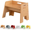 Wooden Step Stool for Kids, 14” One Step Stool for Toddlers, Heavy Duty Non-tip by AVDAR