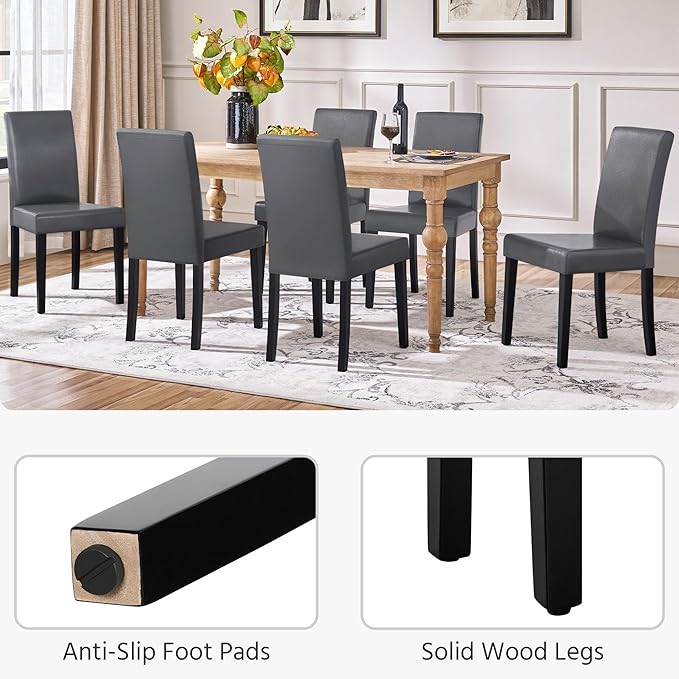 Yaheetech Dining Chairs Set of 2 Faux Leather Modern Dining Room Chairs - Image 6