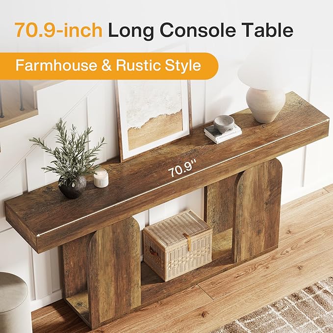 Tribesigns 70.9-Inch Extra Long Sofa Table, Farmhouse Console Tables - Image 7
