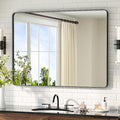 TETOTE Black Mirror 40 x 30 Matte Black Metal Framed Vanity Mirror, Tempered by TETOTE