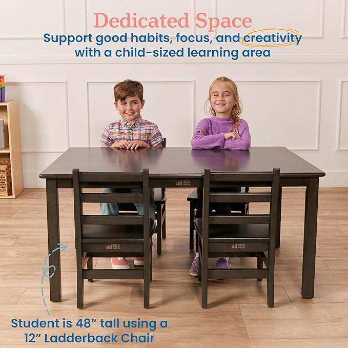 ECR4Kids 30in x 48in Rectangular Hardwood Table - Image 4