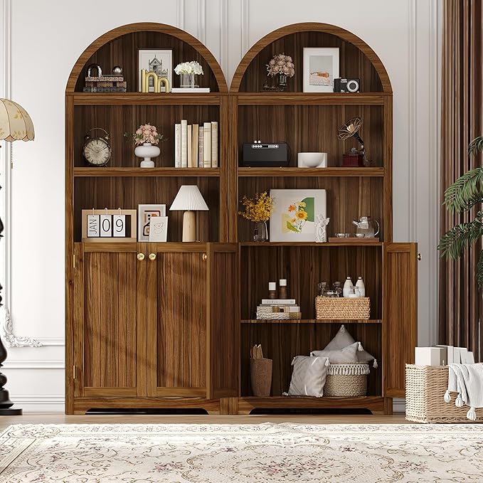 GAOMON 72'' Tall Arched Cabinet, 5 Tier Arched Bookshelf - Image 8