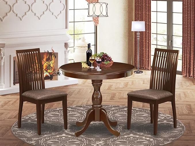 East West Furniture AMIP3-MAH-C 3 Piece Kitchen Table & Chairs Set Contains a - Image 2