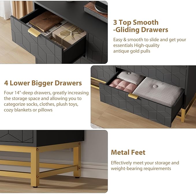 GAOMON Dresser for Bedroom, 53.5" Wide Dresser Organizer, 7 Drawer - Image 6