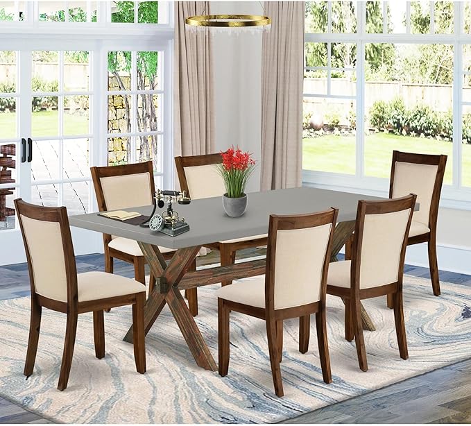 East West Furniture X797MZN32-7 7 Piece Dining Room Furniture Set Consist of a - Image 2