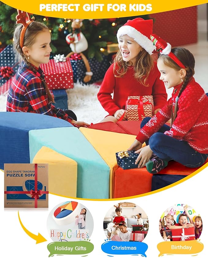 Kids Play Couch, 2-in-1 Egg-Shape Kid Plays Sofa - Image 9