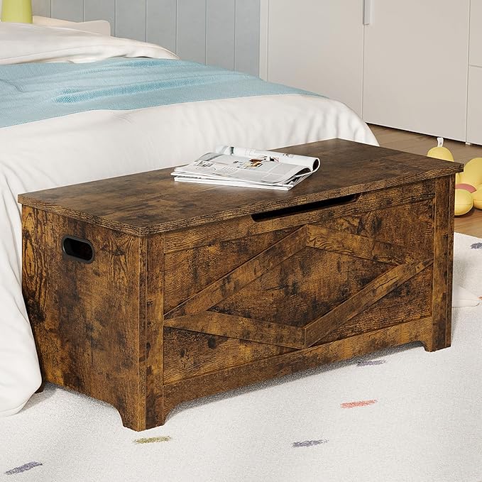 GarveeHome 39.4" Storage Chest, Wooden Storage Bench - Image 4