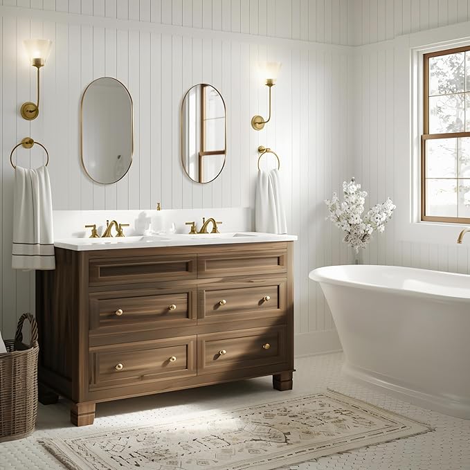 ANDY STAR Oval Bathroom Mirror, 20x33’’Oval Gold Mirror Stainless Steel Metal - Image 7