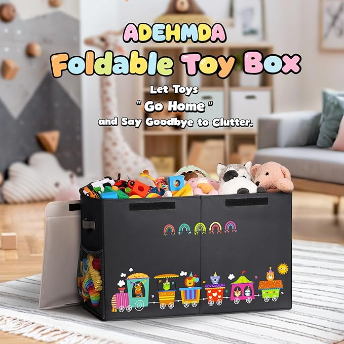 80L Large Toy Storage Box with Lid, Large Toy Box Chest Kids, Girls and Boys - Image 2