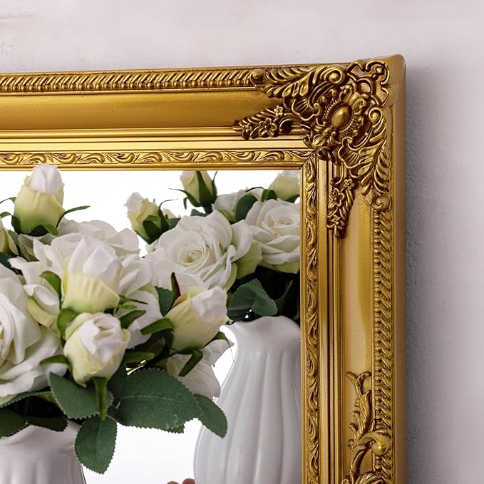 Gold Vintage Mirror, 37.4" x 25.6" Traditional Antique Gold Wall Mirrors - Image 3