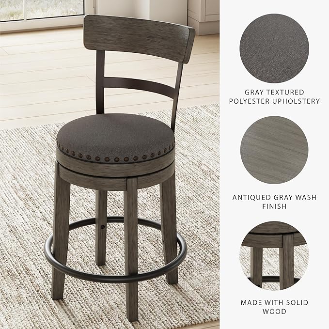 Signature Design by Ashley Caitbrook 24" Farmhouse Counter Height Upholstered - Image 4