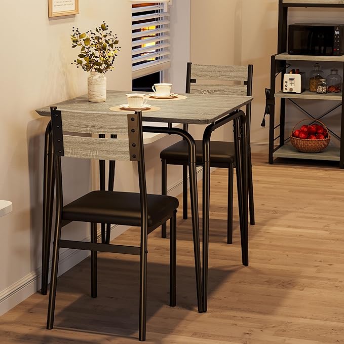 Dining Table for 2, Small Table and Chairs Set of 2, Square Dinette Set for 2 - Image 3