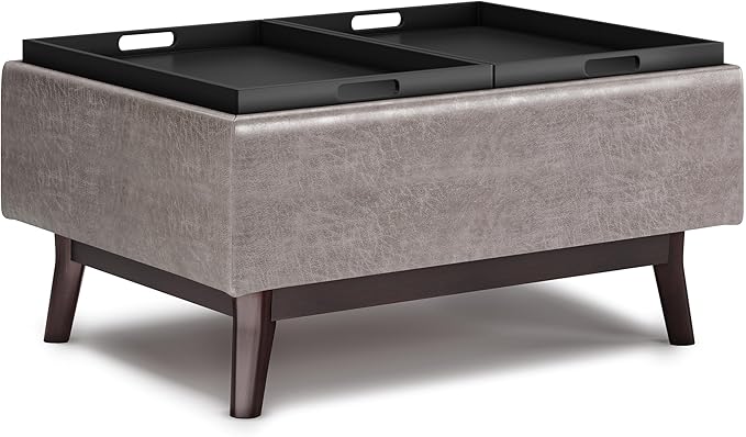 SIMPLIHOME Owen 34 inch Wide Mid Century Modern Rectangle Tray Top Small Coffee - Image 4
