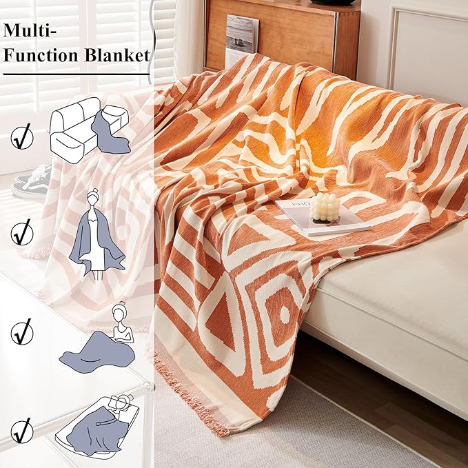 STACYPIK Geometric Orange Sofa Cover - Image 7