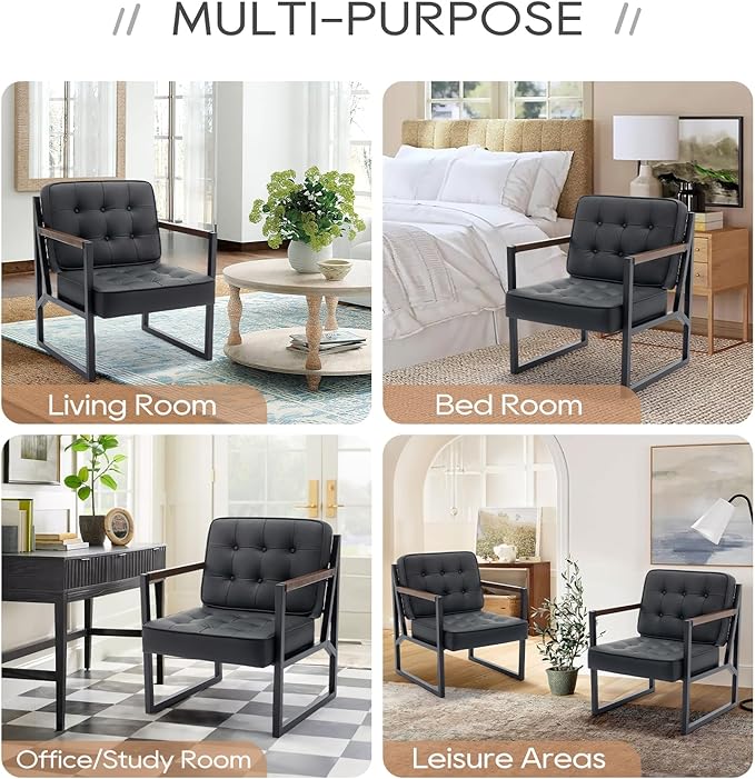 COLAMY Mid Century Modern Accent Chair Set of 2, Comfy Living Room Chair - Image 7