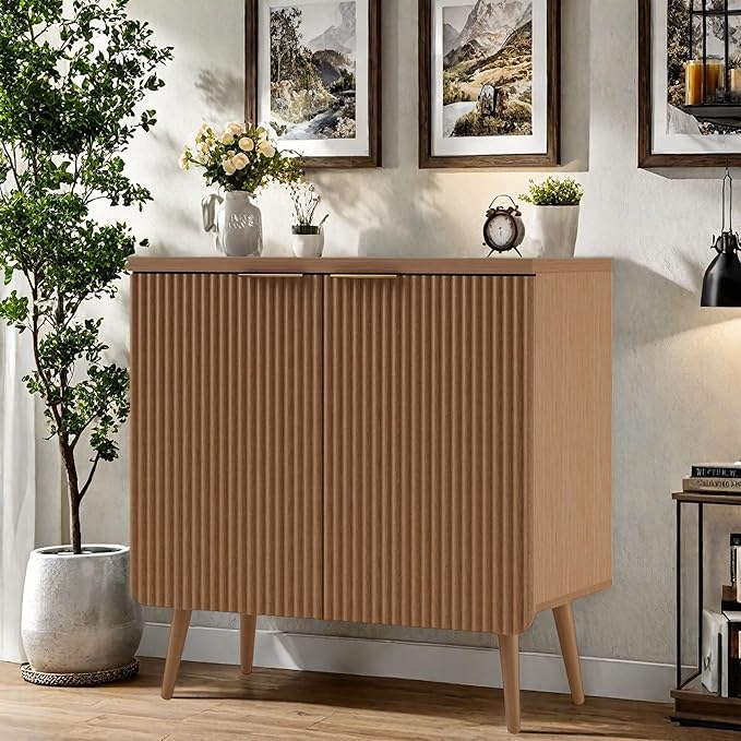 Buffet Cabinet, Sideboard Fluted Cabinet Modern Kitchen Buffet Storage Cabinets - Image 4