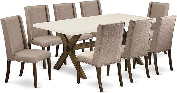 East West Furniture X727FL716-9 9 Piece Modern Dining Table Set Includes a by EastWestFurniture