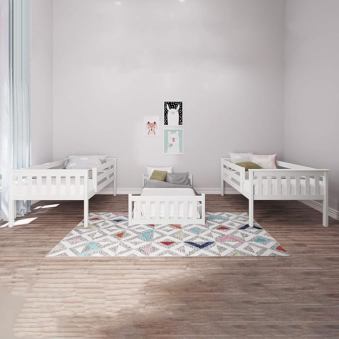 Max & Lily Triple Twin Bunk Bed, Solid Wood Bed Frame - Image 4