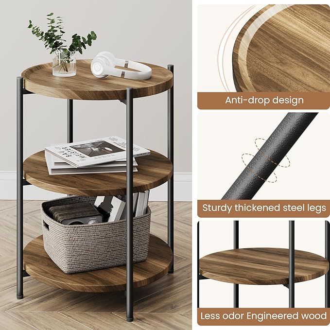 Side Table, 3-Tier Modern End Table - Image 4