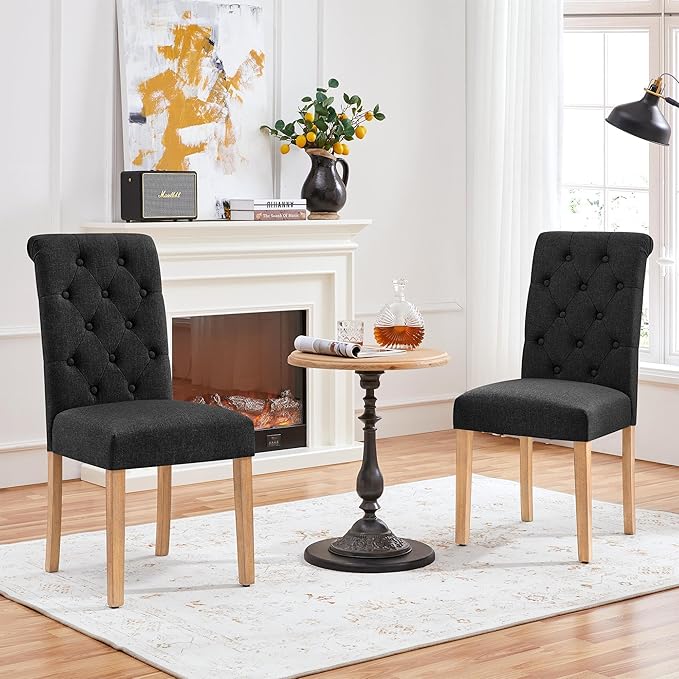 Yaheetech Dining Chairs Set of 2 Fabric Upholstered Dining Room Chairs - Image 7