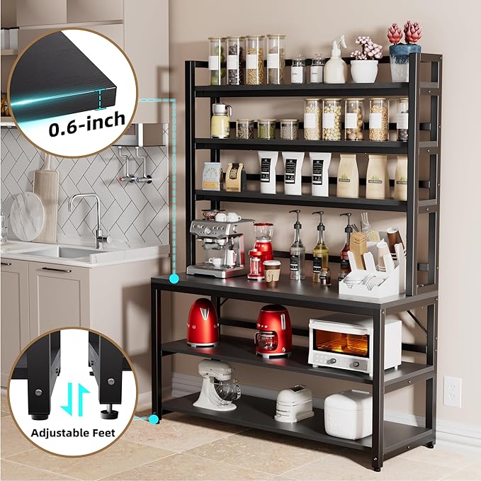 Aquzee Large Bakers Rack for Kitchens, 47in Wide 6 Tiers Kitchen Stand - Image 5