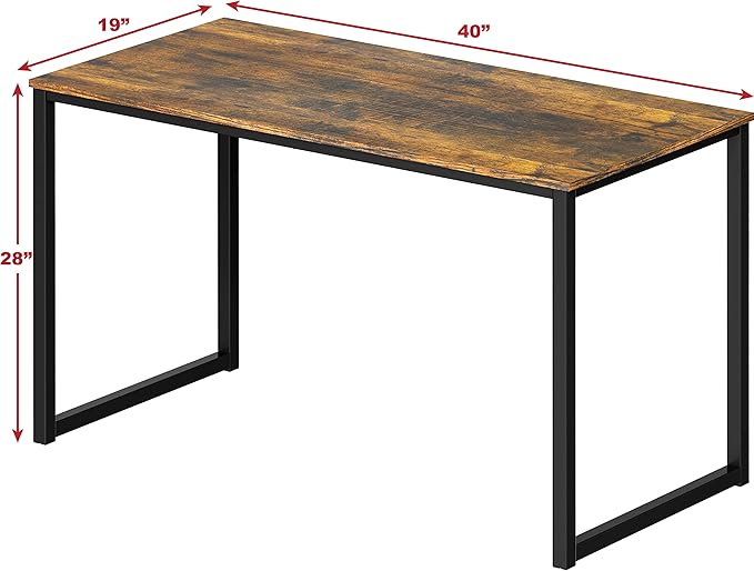 SHW Mission 40-Inch Home Office Computer Desk, Rustic Brown - Image 3