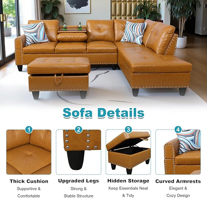 97.5" Oversized Sectional Couch, L Shaped Couch - Image 4