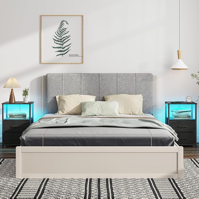 TUTOTAK LED End Table with Charging Station, Night Stand, Side Table with 2 USB - Image 8