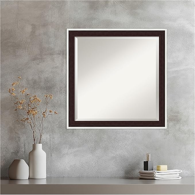 Amanti Art Wall Mirror 23x23 Maya Espresso Silver Square Bathroom Mirror - Image 5