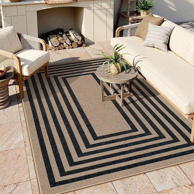 Lahome Modern Geometric Easy Jute Dining Room Rug, 5x7 Modern Rugs - Image 3