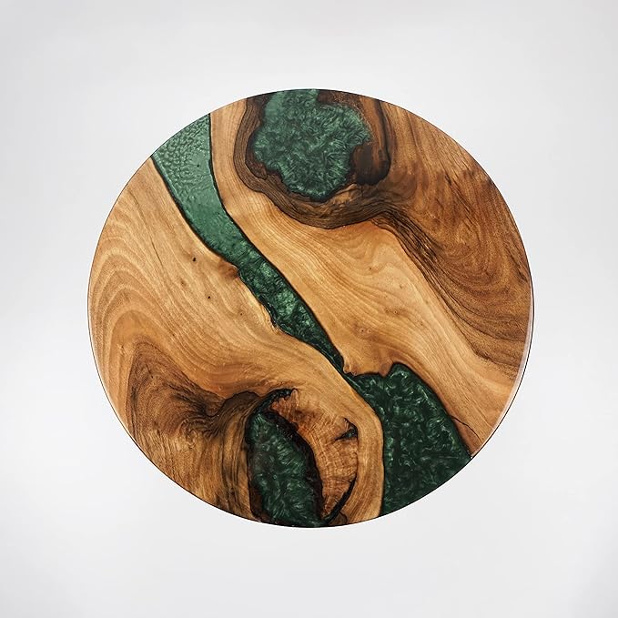 20" Resin Walnut Round Side Table | Epoxy End Table | Coffee Table | Mid - Image 7