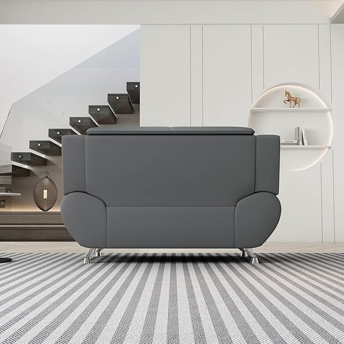 Container Furniture Direct Michael Modern Faux Leather Upholstered Stainless - Image 5