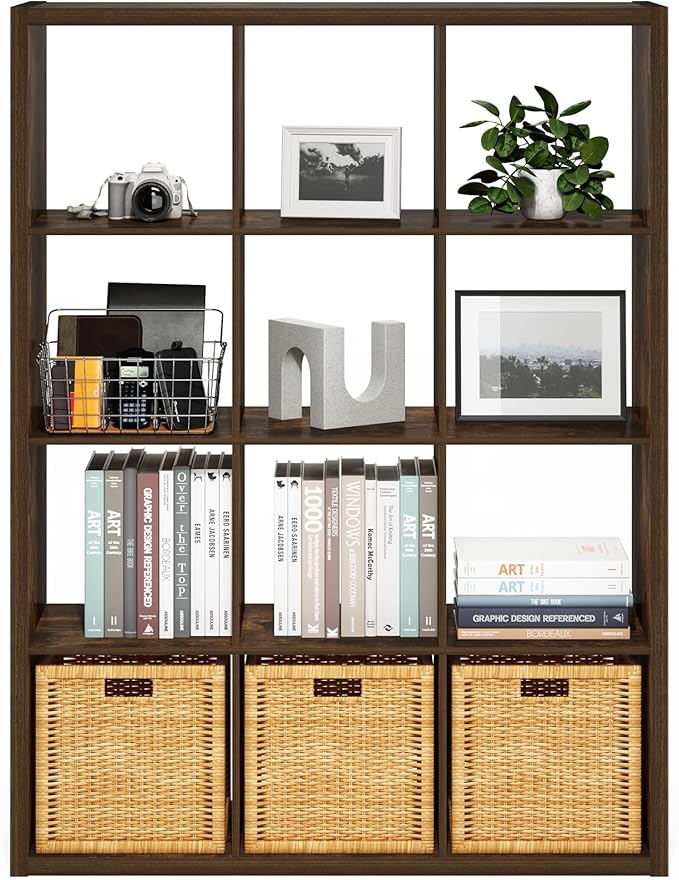 Furinno Cubicle Open Back Decorative Cube Storage Organizer, Amber Pine - Image 7