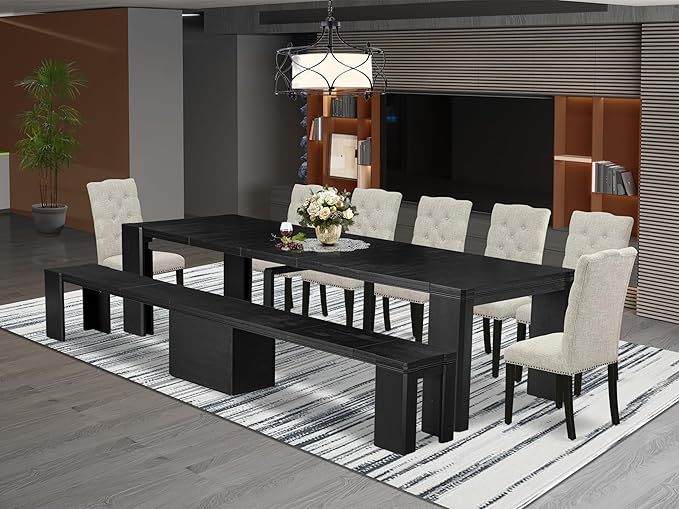 X07EL-B06-35 - 9-piece Dining Room Table Set a Rectangular Kitchen Table by LuxebyEastWestFurniture