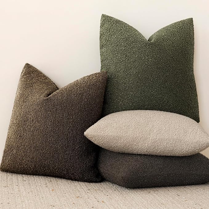 Foindtower Pack of 2 Textured Boucle Throw Pillow Covers Accent Solid - Image 6