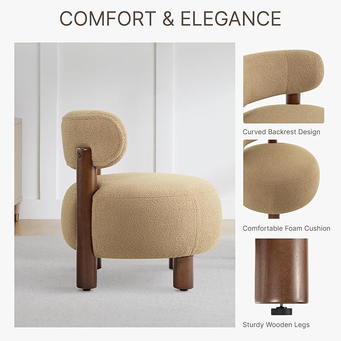 Modern Boucle Accent Chair Set of 2, - Image 6